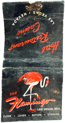 1940s Flamingo Hotel Casino Matchbook Cover Las Vegas Nevada Vintage Gambling
