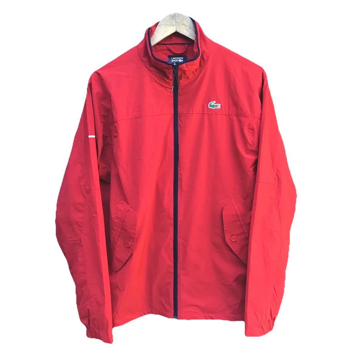 Lacoste Sport Lightweight Windbreaker Jacket Red Full Zip Mens