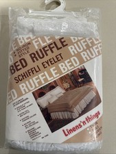 Queen Bed Skirt Ruffled Eyelet Dust Ruffle 14" Drop White READ