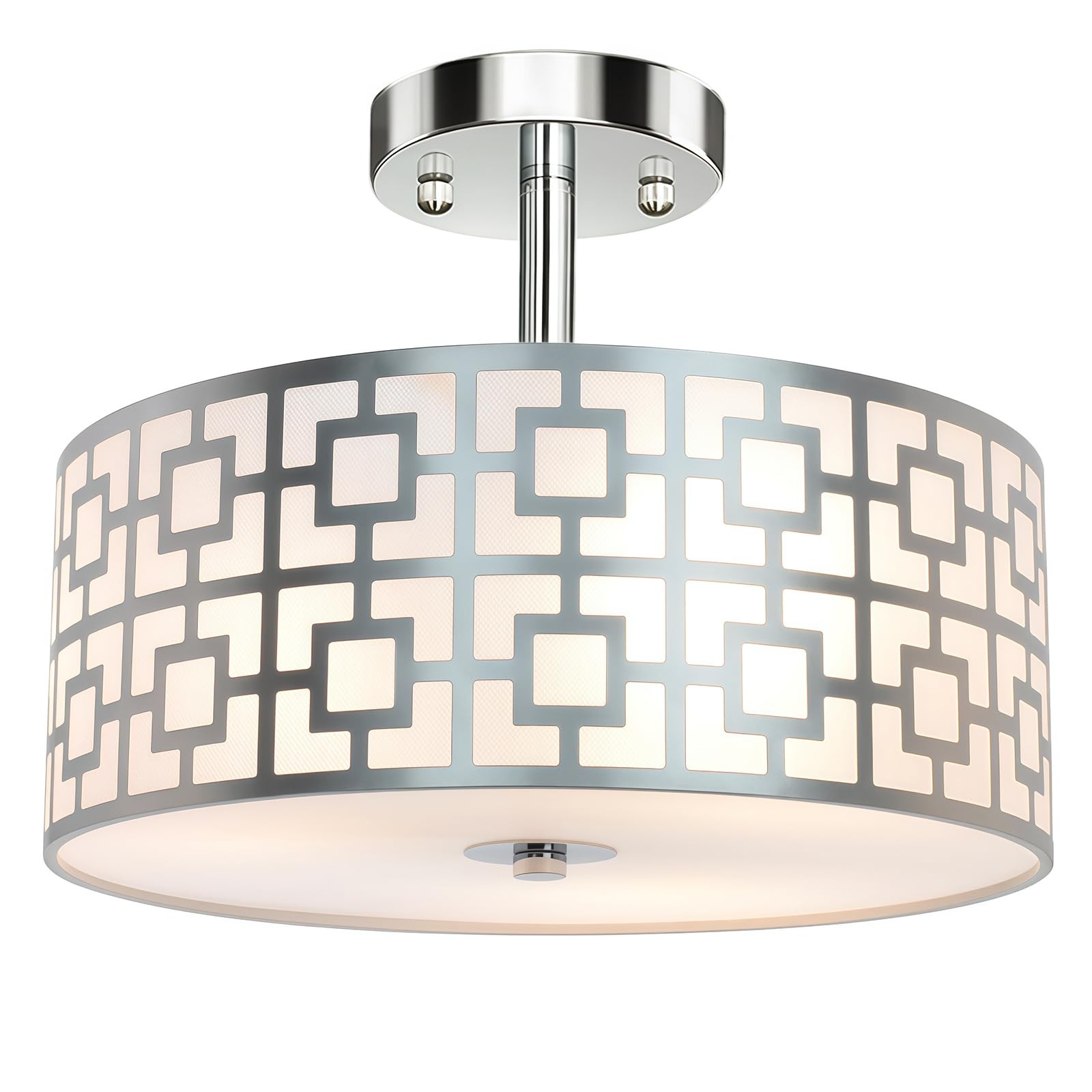 DLLT Flush Mount Ceiling Light: Modern 3-Light Brushed Nickel Kitchen Light F...