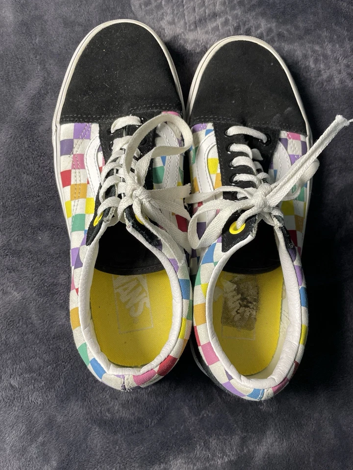 Vans Old Skool радуга клетчатый черный галстук вверх женский размер 9 Skater обувь - Изображение 4 из 4