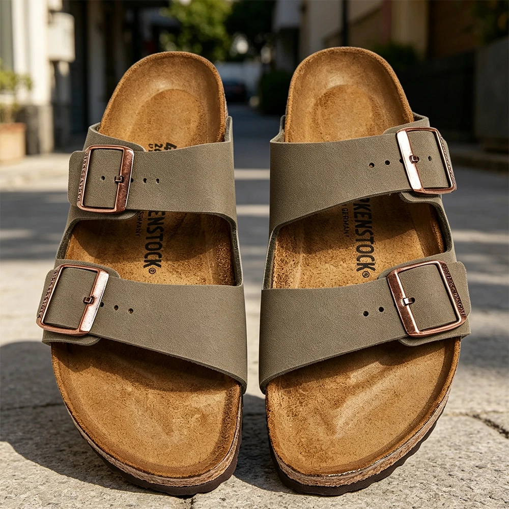 Birkenstock Arizona Stone Two-strap Birkibuc Leather Sandal Unisex Shoes