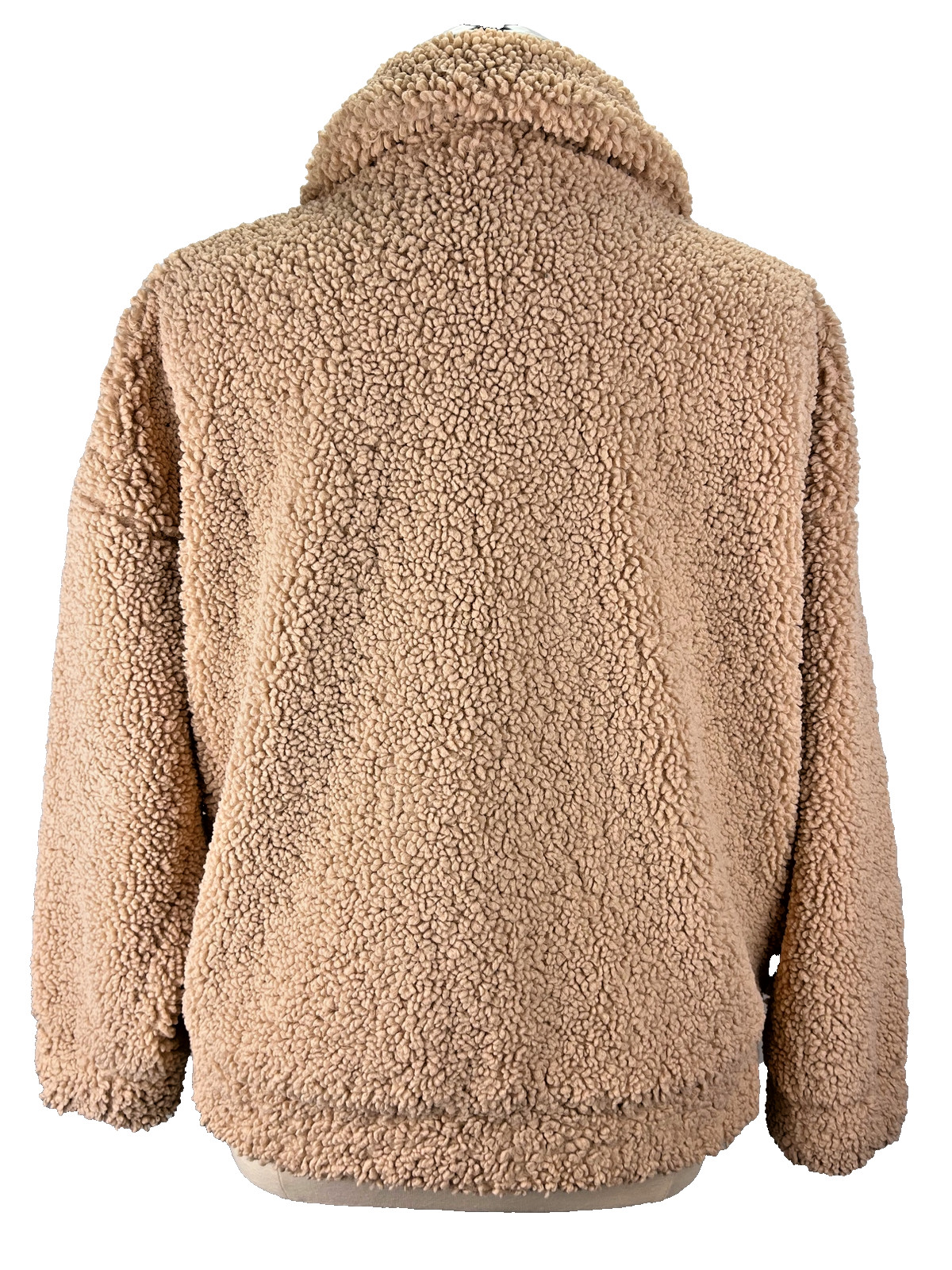 Cozy Fully Lined Sherpa Teddy Bear Camel Zip-Up Jacket, Size M/L image 2
