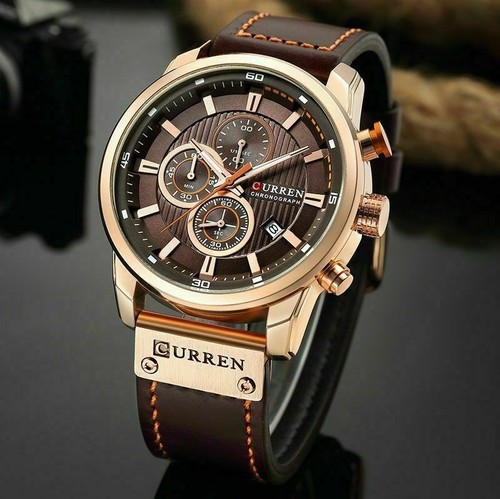 Fashion Mens Sports Watches Quartz Leather Waterproof Wrist Watch Luxury New - Picture 2 of 18