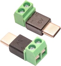 Solderless USB C Male Adapter 2 Pack Screw Terminal Block Connector USB 2.0