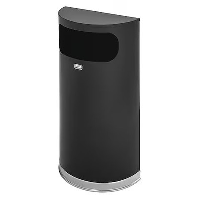Rubbermaid Commercial Fgso820plbk Half Round 9 Gal Half-Round Indoor Metal Can,