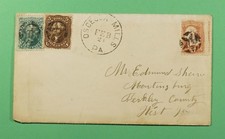 DR WHO 1869 #76,94 REGISTERED FANCY CANCEL STAR OSCEOLA MILLS PA + LTR R74826