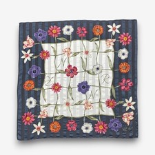 Vintage 90s Nina Ricci Handkerchief Neckerchief Floral Check Square Scarf