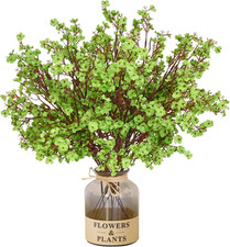 5 Pcs Silk Green Fake Flowers Babys Breath Flowers Artificial Bulk, Spring Fower