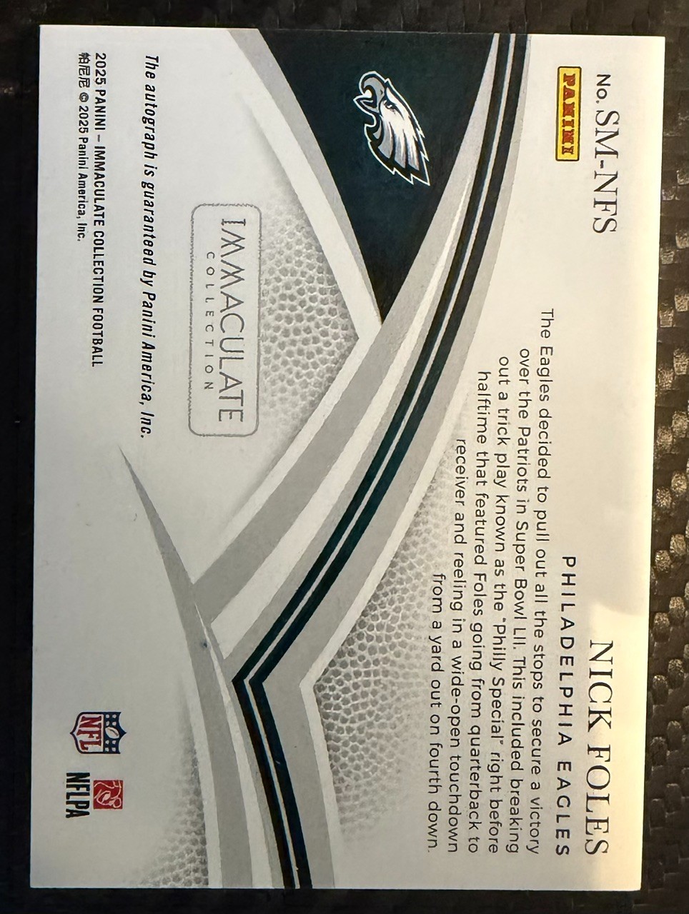 2025 Panini Immaculate Collection Nick Foles Signature Moves Auto   #24/25 view 2