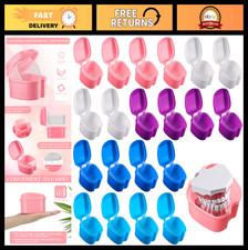 20 Pcs Denture Bath Case Holder with Strainer - Dental Cup for False Teeth Stora