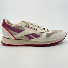 Reebok Classic Leather Womens Size 8.5 Chalk Purple Athletic Shoes Sneakers