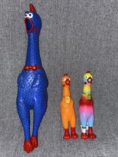 3pc Silly Screaming Chicken Set - Squeaky  rubber  Chicken Squeeze Toy Lot