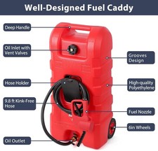 15 Gallon Fuel Caddy Portable Gas Storage Tank with Pump and 10ft Hose
