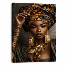 African Queen Canvas Art Black Woman Gold Jew...