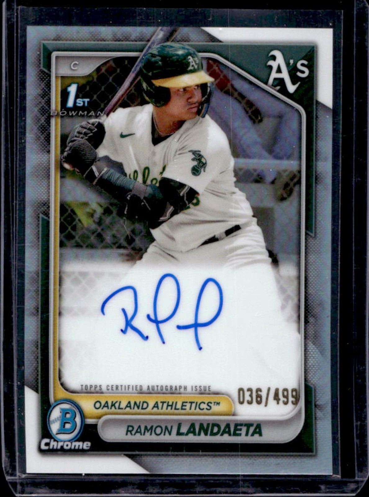 2024 Bowman Chrome Ramon Landaeta Auto Refractor 1st #36/499 Athletics