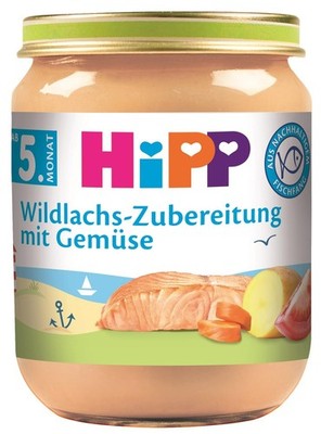 Baby Nahrung Hipp Wildlachs mit Gemüse 6x125g, Bio, Babynahrung