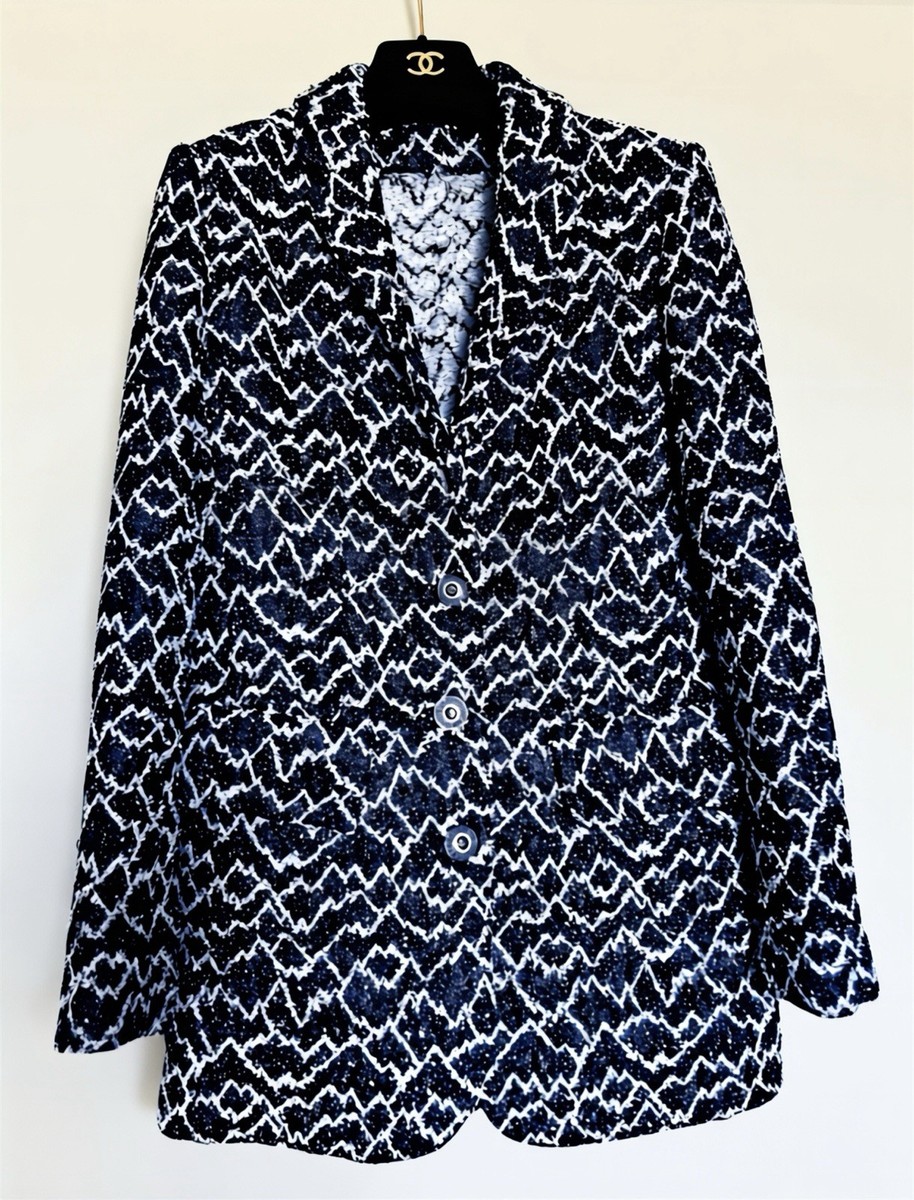 CHANELジャケット 36 Chanel Tweed Jacket – Iconic Navy & White Pattern – FR 36 | eBay