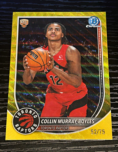 2025-26 Topps Bowman Collin Murray-Boyles Yellow Wave RC 52/75 Raptors #BCV-9