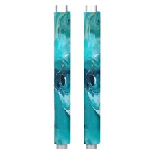 Refrigerator Door Handle Covers Set of 2 Kitchen Teal Green Marble Print