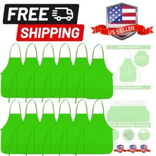 12 Pieces Green Kids Painting Aprons With 2 Roomy Pockets for Art, Activity, ...
