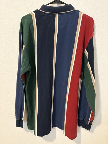 Vintage Chaps Ralph Lauren Rugby Shirt Herren LARGE rot blau schwarz grün gestreift - Bild 7 von 10