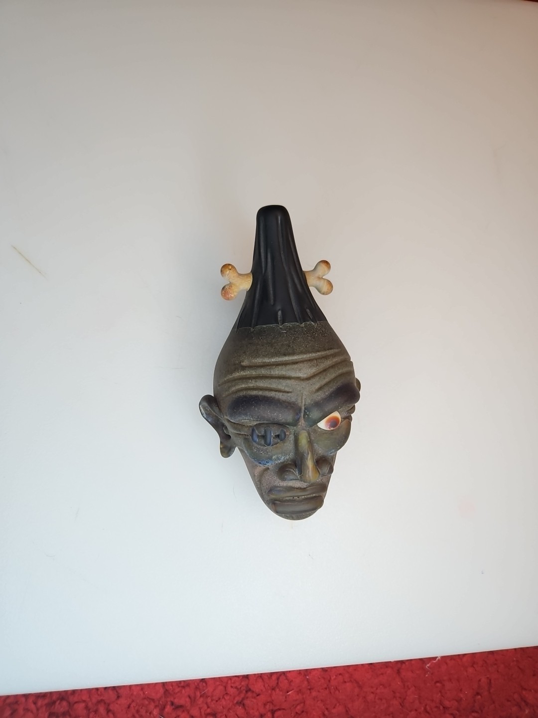 Glass Shrunken Head Smoking Pipe