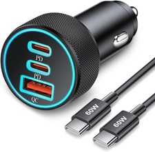 67W 3Port Super Fast Type C Car Charger USB C for Samsung Galaxy S26 S25 S24 ...