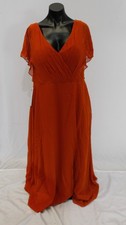 Azazie Women's Rylee A-Line Pleated Chiffon Dress EH6 Paprika Size A14 NWT