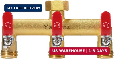 Garden Hose Splitter, 3/4'' Rust and Freeze Resistant Outdoor Hose Manifold with