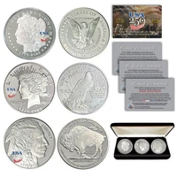USA 250 PRIVY America 2026 MORGAN + PEACE + BUFFALO 1OZ Nickel-Silver 3-Coin BOX