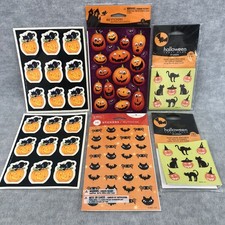 Vtg Hallmark AGC Halloween Stickers Jack 'o Lantern Googly Eyes Black Cats Sheet