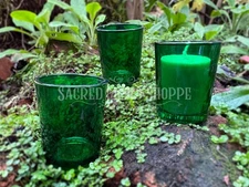 Emerald Green Glass Votive Candle Holder for Votive and Tea Light Candles, Yule,