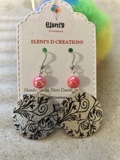 Handmade Metal Silver Round Circle Flower Dangle Hook Women Earrings