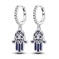MULA Blue Guardian Hand Hoop Earrings AAA CZ For Women Jewelry 925 Silver Plated
