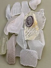 W 1133 Genuine Surf Tumbled Sea Glass/Snow-Frosted Beach Glass