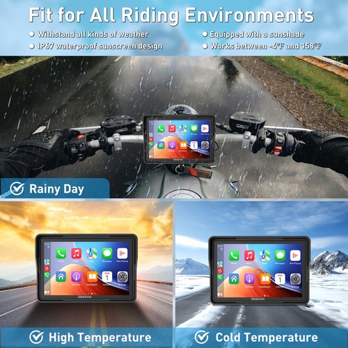 5" Motorcycle GPS Navigator Motorbike Carplay Navigation Waterproof Touch Screen - Picture 14 of 15