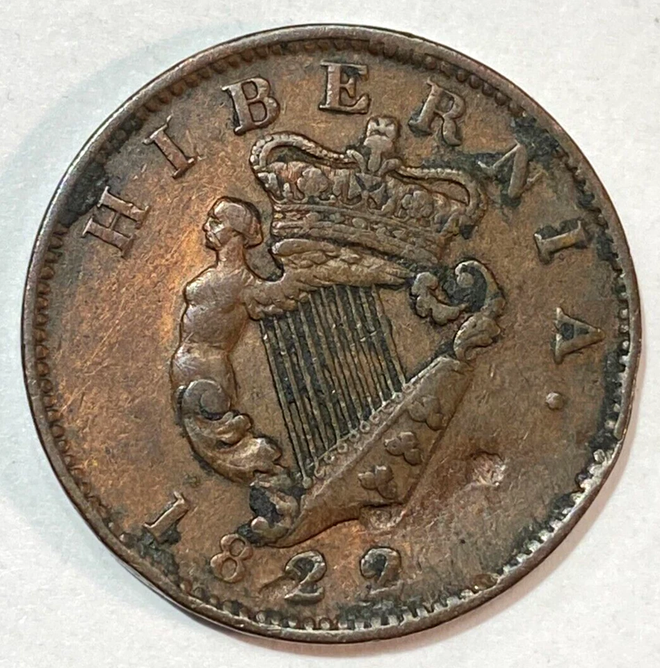 1822 Ireland Halfpenny Super Original Choice VF 2-Year Type KM-150 CHRC - Image 2 of 2