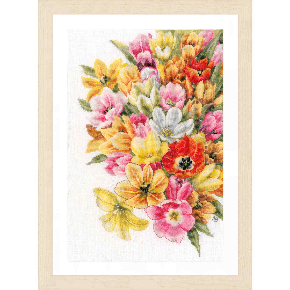 Lanarte counted cross stitch kit ""Marjolein Bastin Cover me in Tulips Aida"", 28x