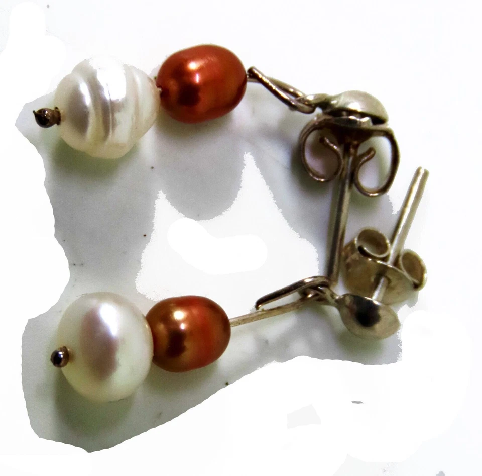 Orecchini in argento 925 con perle di mangrovia naturali - Immagine 3 di 4