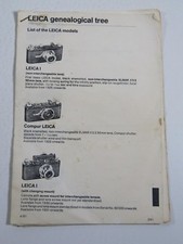 Leica Geneaological Tree Catalog 1925-1981 10 pages
