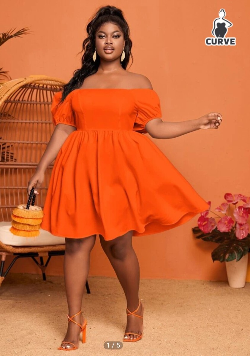 Women's Plus Size (1X) Dress Slayr Off Shoulder Summer Dress Orange *New