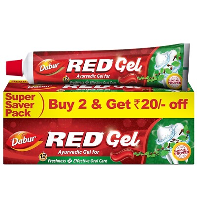 Dabur Red Gel Ayurvedic Toothpaste For Freshness & Effective Oral Care 150g x 2