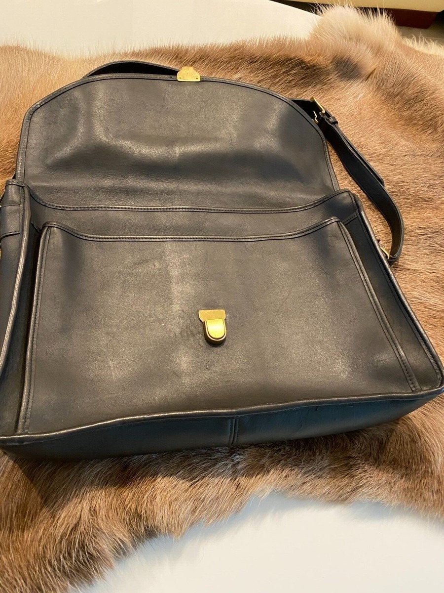RARE Vintage Coach Morgan Briefcase with Brass Touch Lock Closure