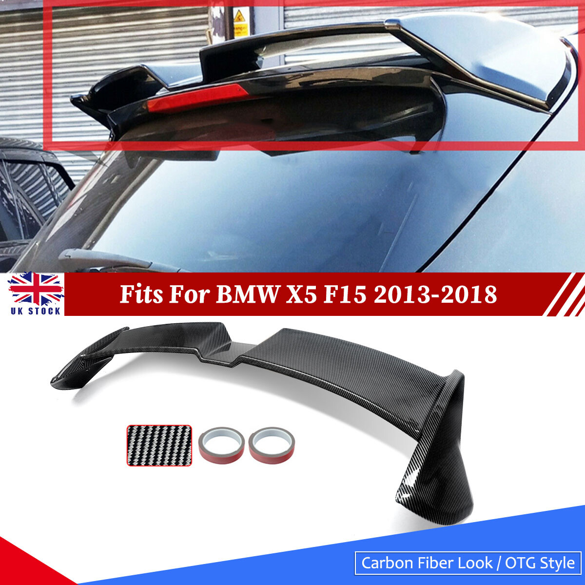 For BMW X5 F15 2013-2018 Carbon Look Rear Trunk Roof Boot Spoiler OTG Style UK