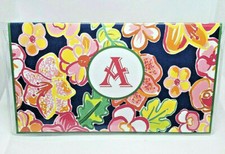 Blue and floral monogram VINYL Checkbook Cover Personalized