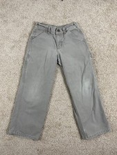Carhartt Carpenter Pants Boys 22x22 Canvas Relaxed Fit Straight Leg Pockets Gray