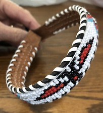 Vintage Native American Style Beaded Leather Belt  Small 22