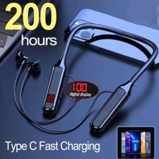 Wireless 5.3 Neckband Earphones  LED Gaming Display, Waterproof, Magnetic Earbuds