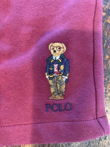 POLO RALPH LAUREN Men's Big & Tall Burgundy Polo Bear Fleece Shorts NWT Sz 4XT - Picture 2 of 7